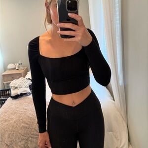 Black Long Sleeve Topshop Crop Top